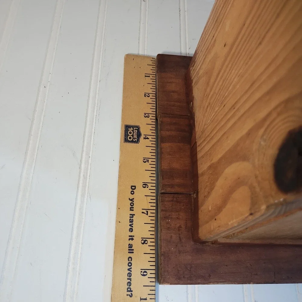 Vintage Wood Rustic Heart Cut Out Toilet Paper Storage Roll Holder Cottage READ